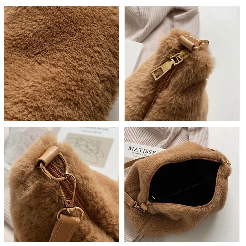 ME Mini Sacola , Bolsa De Compras Fofa Bolsas Femininas , Moda Pele Sintética Quente Inverno Macio Pelúcia