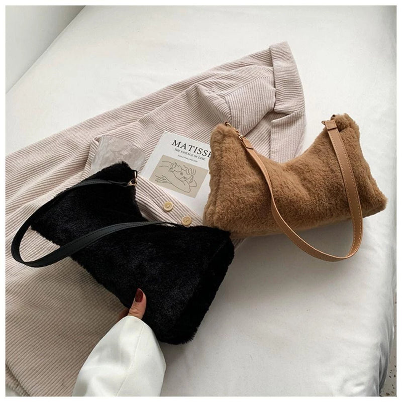 ME Mini Sacola , Bolsa De Compras Fofa Bolsas Femininas , Moda Pele Sintética Quente Inverno Macio Pelúcia