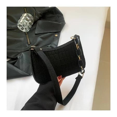 Novo estilo coreano moda criativa pequena bolsa quadrada de lã de fibra para mulheres