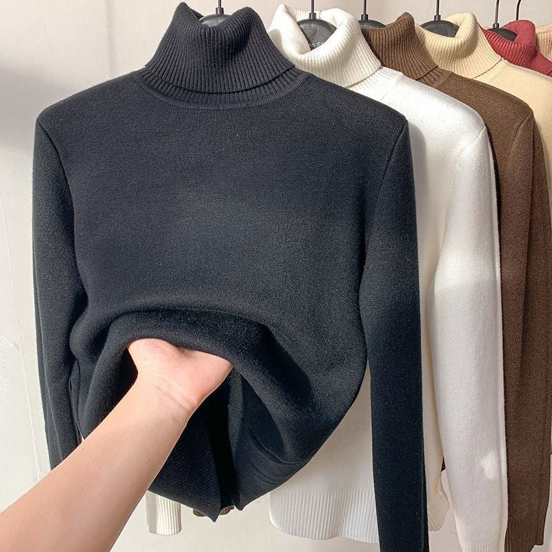 Suéter Grosso De Gola Alta Para Mulheres No Inverno 2025