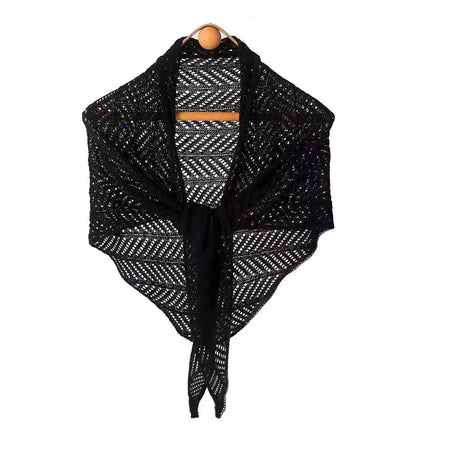 KISS1 Xale De Algodão De Tricô , Capa Feminina Poncho De Proteção Solar Vazada , Cachecol Elegante Com Borlas De Cor Sól