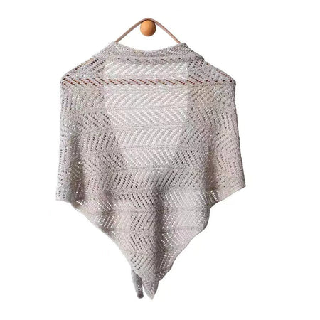 KISS1 Xale De Algodão De Tricô , Capa Feminina Poncho De Proteção Solar Vazada , Cachecol Elegante Com Borlas De Cor Sól