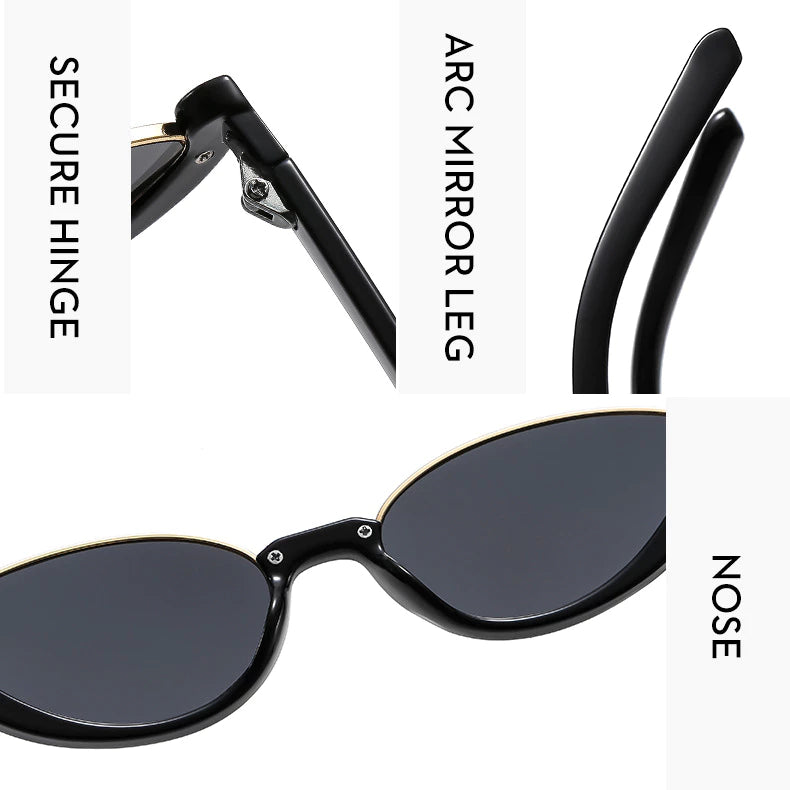 Óculos de sol retro estilo gato, meio aro, quadrados e compactos, proteção UV.
